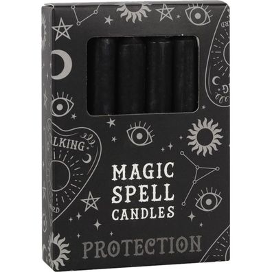 12 Magic Spell Candles Spitzkerzen schwarz Protection