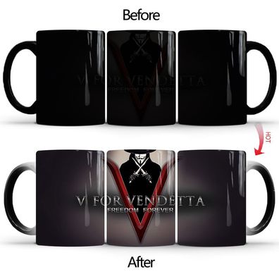 Film V for Vendetta Thermoeffekt Tasse Ceramic Kaffee Tee Milch Becher