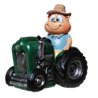 Funny Beruf - Spardose "Mann auf Traktor" mit Pfropfen