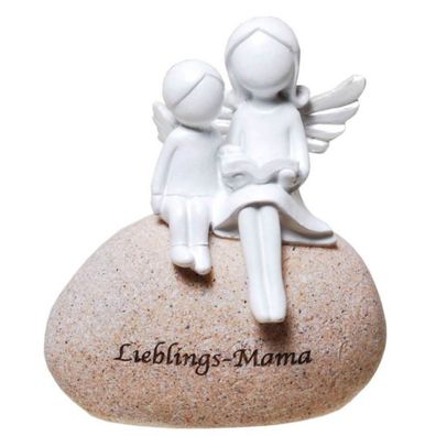 Engel mit Kind auf Stein "Lieblings-Mama"