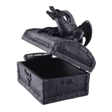 Schwarze Box mit Drachen auf Deckel