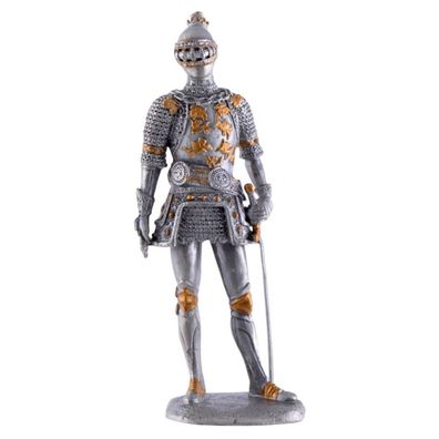 Zinnfigur Ritter stehend mit Schwert in seiner linken Hand