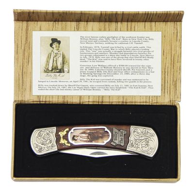 Western Taschenmesser Billy the Kid in Holz-Geschenkbox
