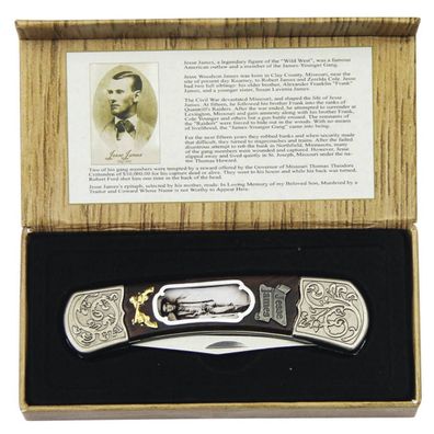 Western Taschenmesser Jesse James in Holz-Geschenkbox