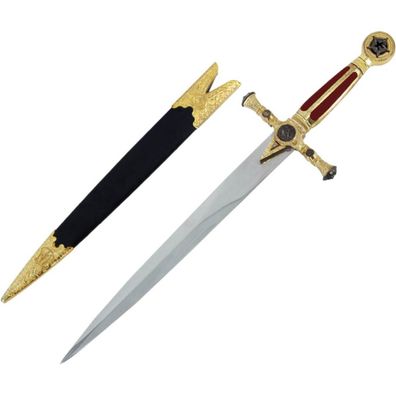 Deko Freimaurerdolch, roter Samtgriff goldfarben