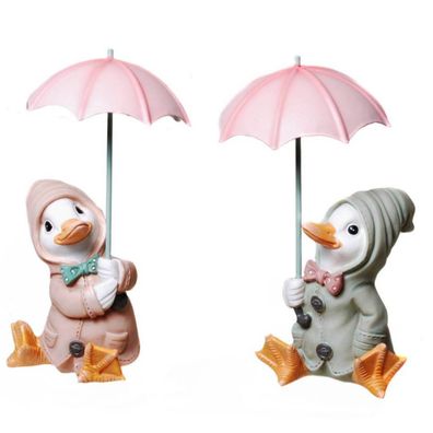 2er Set Wetter-Ente sitzend mit Regenschirm, sortiert