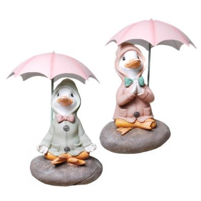 2er Set Wetter-Yoga-Ente mit Regenschirm, sortiert