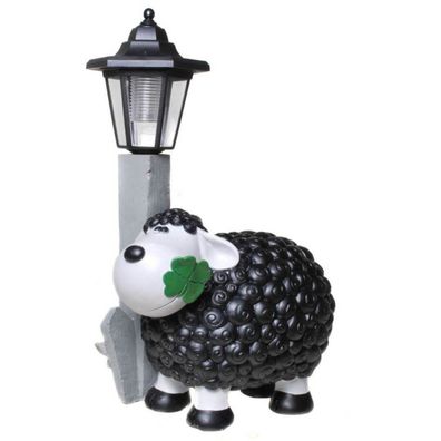Schwarzes Schaf mit Solar-Laterne