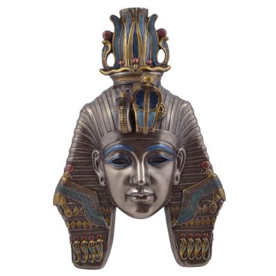 Bronze colorierte Tutanchamun Wandmaske - ägyptischer Pharao