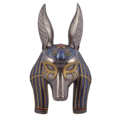 Bronze colorierte Anubis Wandmaske - ägyptischer Gott des Todes