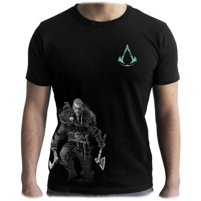 Assassin's Creed Valhalla - T-Shirt - Viking Eivor und Crest Logo schwarz Gr. M