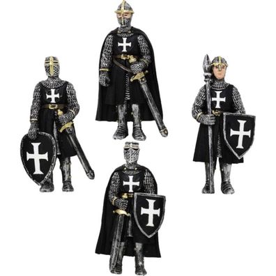 4er Set stehende Ritter als Magnete schwarz-weiß