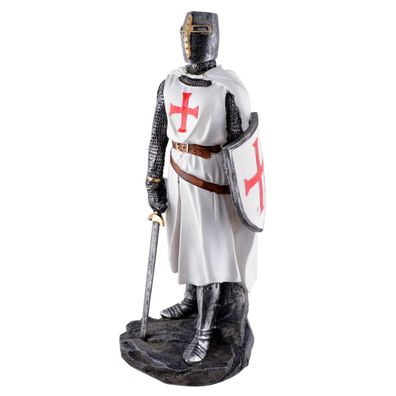 Templerritter mit Schild und Schwert weiß mit rotem Kreuz