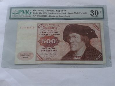 Original 500 Mark 1970 Banknote Deutsche Bundesbank 500 DM 1970 Schein zert.