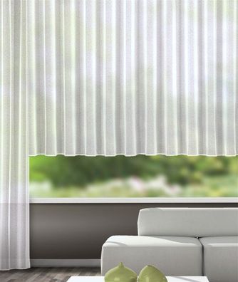 Fertiggardinen Keela Fensterstores 6 Formate weiß mit Kräusel- u. Bleiband Schal