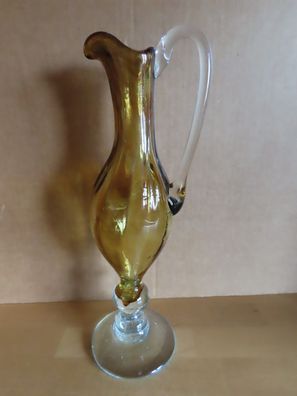 Kanne Vase braun Fuß u. Griff klar / ca. 29 cm H