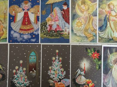 alte Postkarten AK Haco Haering & Co Ebeling Sets Weihnachten Engel