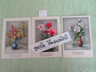 alte Postkarten AK Haco Aquarell Haering & Co Dankbarkeit Muttertag Blumen-Sets