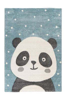 Kinderteppich Blau Panda Bär Süß Kinderzimmer Spielteppich Kurzflor 120x170 cm