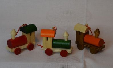 3 Lokomotiven 4 * 5 cm bunt Weihnachtsbaumhänger Weihnachtshänger Adventsschmuck