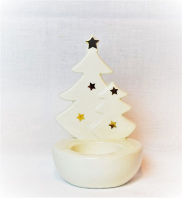 Teelichtständer Sternenzauber 13 cm Keramik Weihnachten Advent Teelichthalter