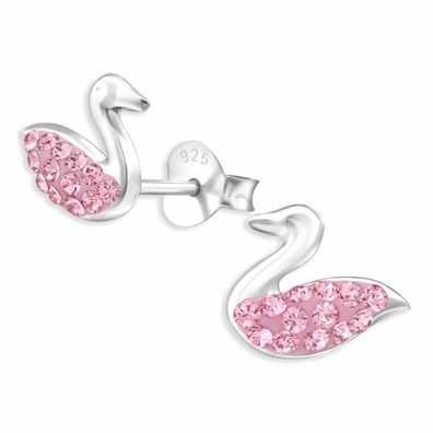 Pinker Schwan Ohrringe aus 925 Silber
