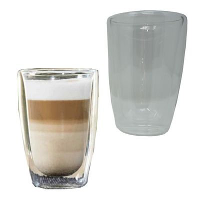 Doppelwandige Thermo Gläser Set Latte Macchiato Tassen 400 ml Glastasse Borosilika...