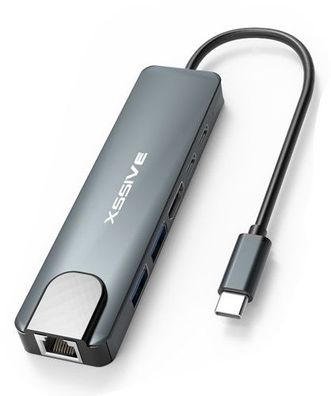 USB-C Pro Hub 6 in 1 Adapter Schlanker Multi-Port mit Ethernet