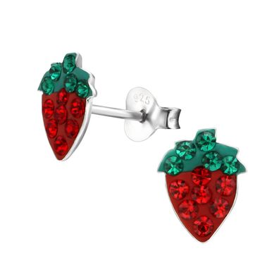 Erdbeeren Ohrringe aus 925 Silber