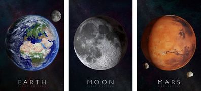 Curiscope MINT Augmented Reality Poster "Erde - Mars - Mond" / "Earth - Mars - Moon"