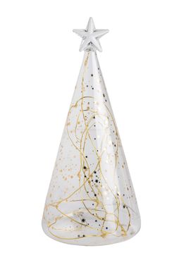 Weihnachtsdeko Glastanne LED "Sterne" klein gold Räder Design