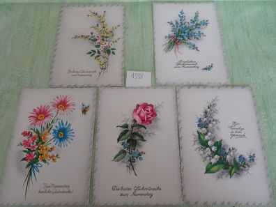 alte Postkarte AK Haco Germany Glückwünsche Namenstag Blumen - Sets