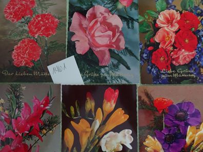 alte Postkarte AK ISV Color Germany Blumen zum Muttertag Fresien Nelken & Co