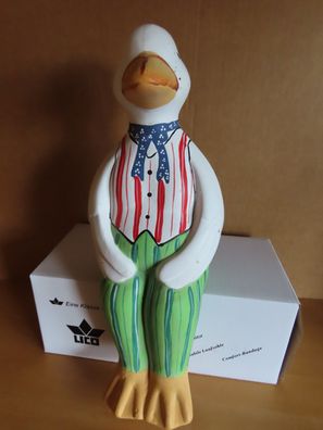 Figur Kantenhocker Ente mit Hose Weste Fliege Keramik/ ca.31,5 cm H