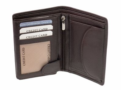 kleine Leder Geldbörse GO RFID Schutz Braun Geldbeutel Hochformat Portemonnaie