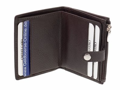 kleine Geldbörse mit RFID Schutz GO Braun Geldbeutel Leder Mini Portemonnaie