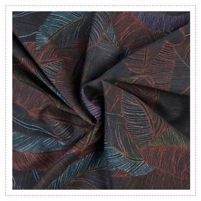 Romanit Jersey - rot/ blau/ lila - Blätter - 40% Viskose 55% Polyester 5% Elasthan