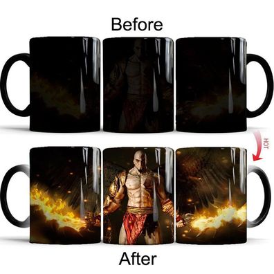 Spiel God of War Kratos Thermoeffekt Tasse Ceramic Kaffee Tee Milch Becher