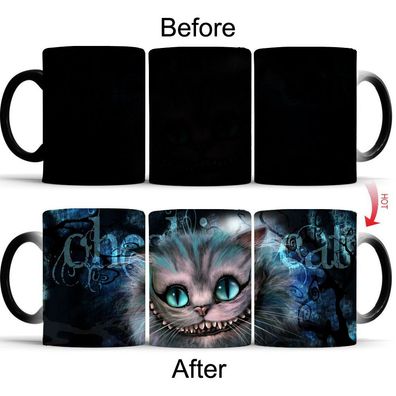 Kawaii Cheshire Katze Thermoeffekt Tasse Ceramic Kaffee Tee Milch Becher