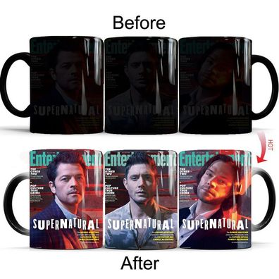 Supernatural Castiel Dean Sam Thermoeffekt Tasse Ceramic Kaffee Tee Milch Becher