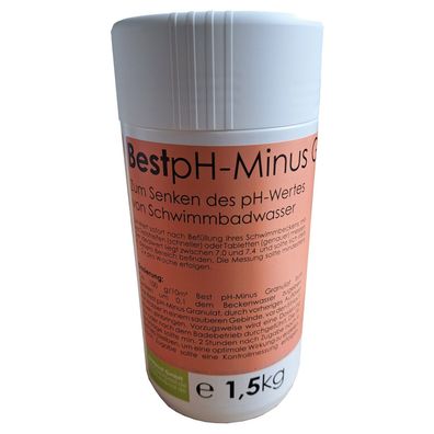Best pH Minus Granulat Wasserpflege 1,5kg pH Senker Pool Garten Poolchemie