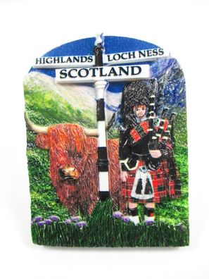Loch Ness Magnet Schottland Souvenir Highlands Rind Dudelsack Spieler