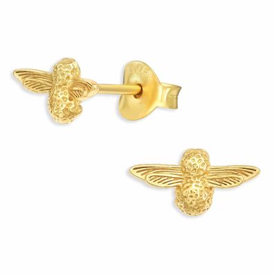 Bienen Ohrringe aus 925 Silber Gold plattiert