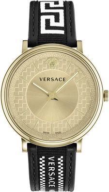 Versace VE5A02121 V-Circle Greca Edition gold schwarz weiss Herren Uhr NEU