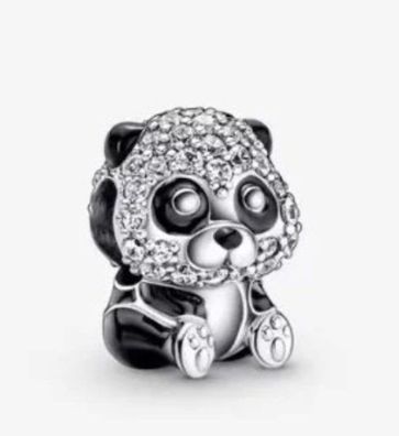 Pandora Funkelndes Süßes Panda Charm-Anhänger 925 Sterling-Silber