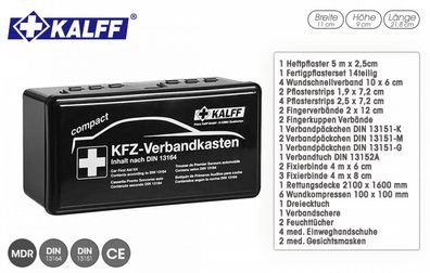 KALFF® KFZ-Verbandkasten kompakt – 4-Kammern Innentasche