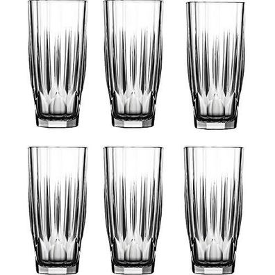 6er Set Pasabahce Longdrinkgläser Dajar Glas Diamond Gläser-Set transparent