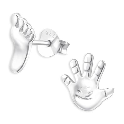 Hand und Fuß Kinder Ohrringe aus 925 Silber