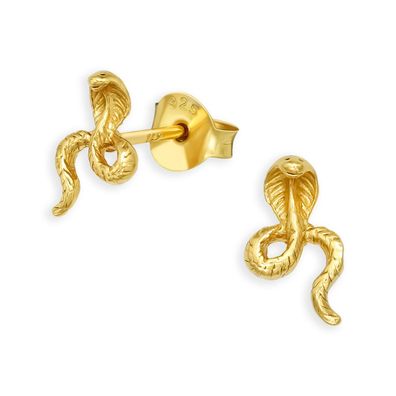 Gold Kobra Schlangen Ohrringe aus 925 Silber