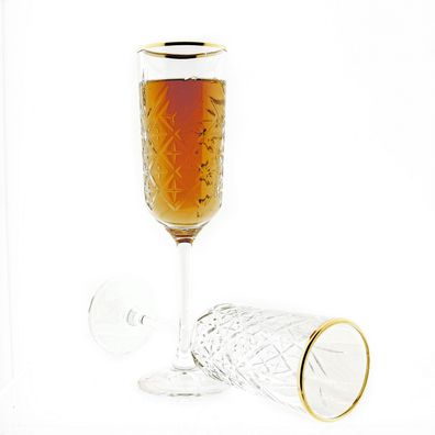Pasabahce 440356 Timeless Golden Touch Champagner Sektglas, Sektkelch 175 ml, ...